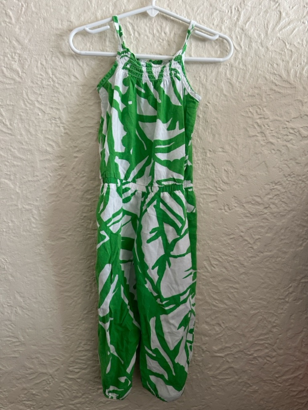 Lilly Pulitzer for Target Boom Boom Smocked Green White Palm Leaf Jumpsuit Kids - Picture 4 of 6